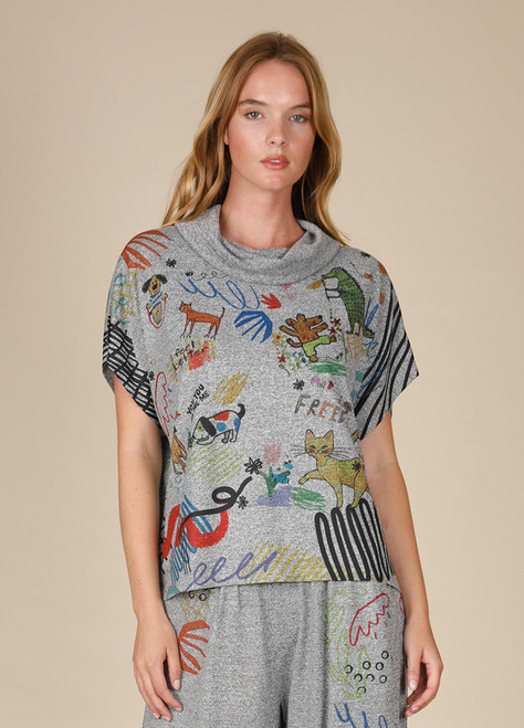 Inoah Freedom Park Grey Knit Top