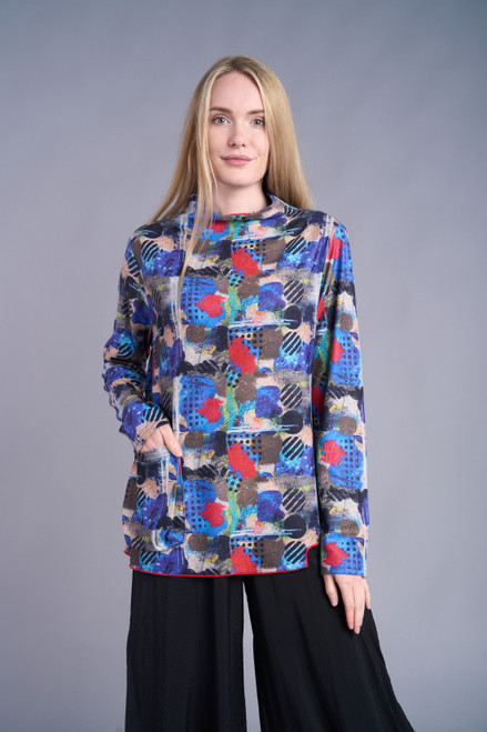 Shana Royal Blue Abstract Cozy Top
