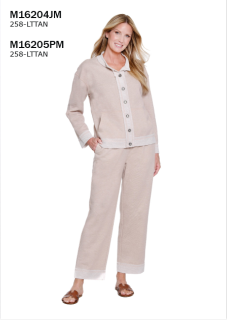 Multiples Tan French Terry Jacket