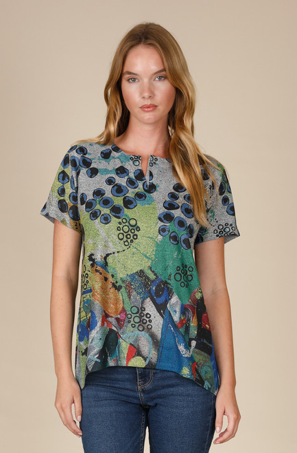 Inoah Color Field Grey Knit Top