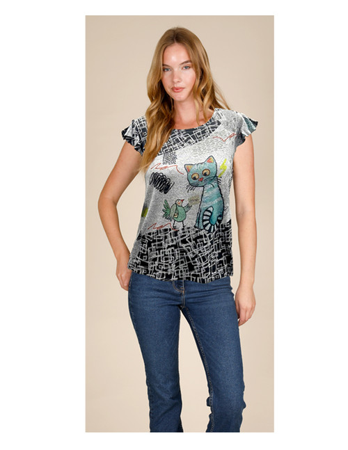 Inoah Friend Not Food Grey Knit Top