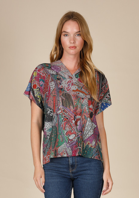 Inoah Singing Garden Grey Knit Top