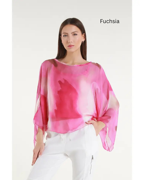 TINA Stephens Abstract Cropped Silk Kaftan