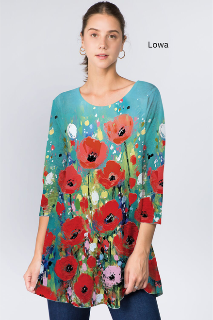 Et' Lois Painted Poppies Soft Knit Top