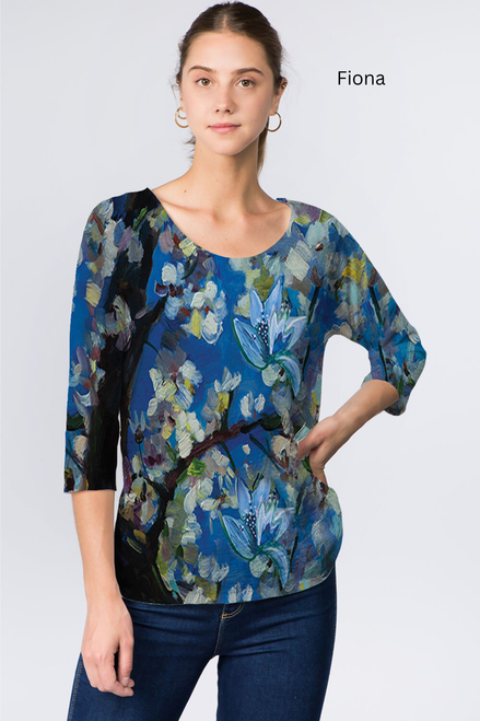 Et' Lois Blue Balancing Branch Soft Knit Top
