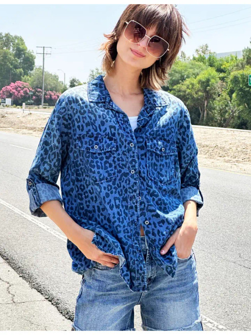 Billy T Animal Print Denim Shirt