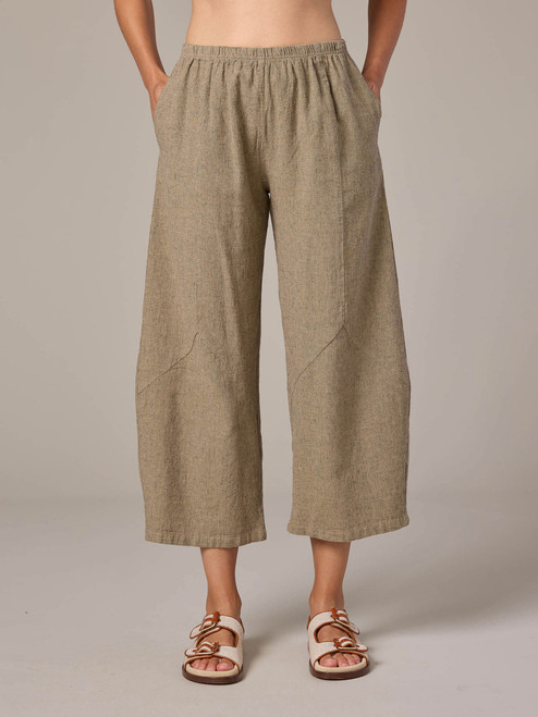 Cut Loose Bark Crosshatch Barrel Crop Pant