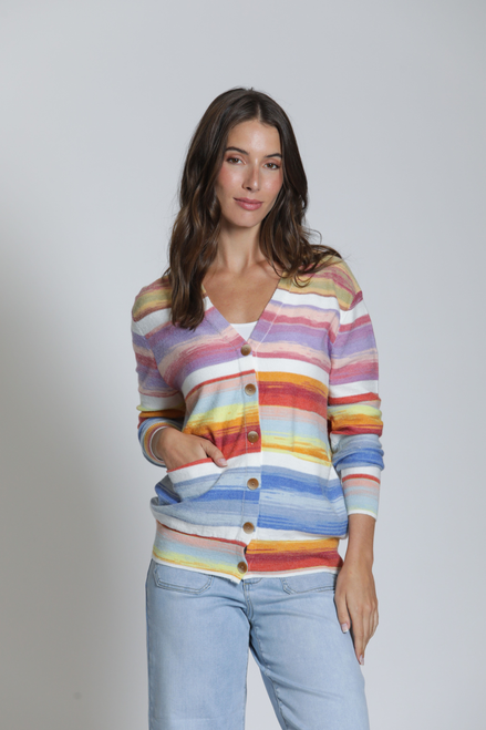 APNY Space Dye Stripe Cardigan