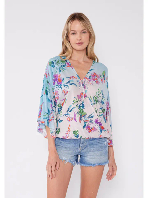 Lovestitch Floral Ombre Surplice Blouse
