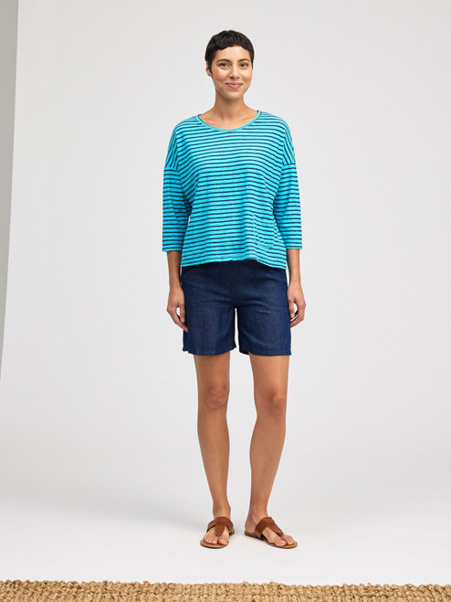 Cut Loose Navy Stripe Boxy Pocket Tee