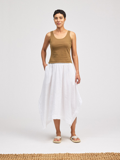【新品】JOSE MOON/CRUMPLED SLIT SKIRT Cut Loose Hanky Linen Side Slit Skirt - New Moon Boutique