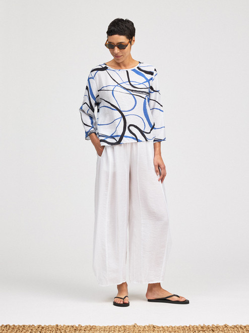 Cut Loose Black/Blue Swirl Split Back Top