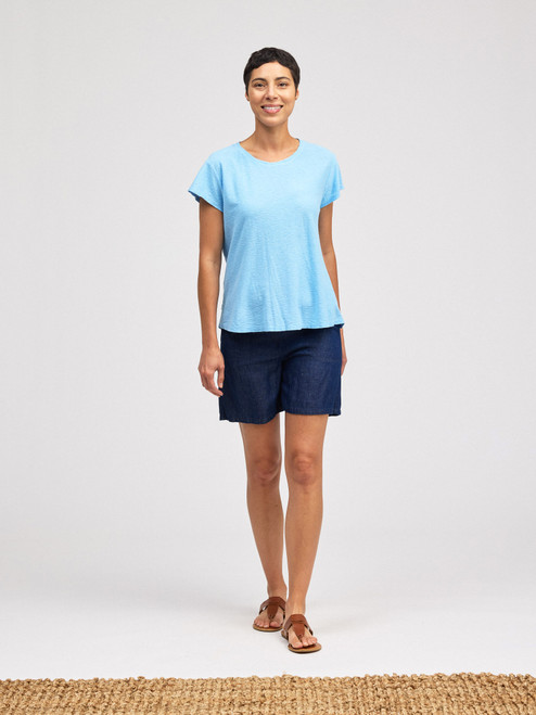 Cut Loose Linen Combo Ruche Back Top