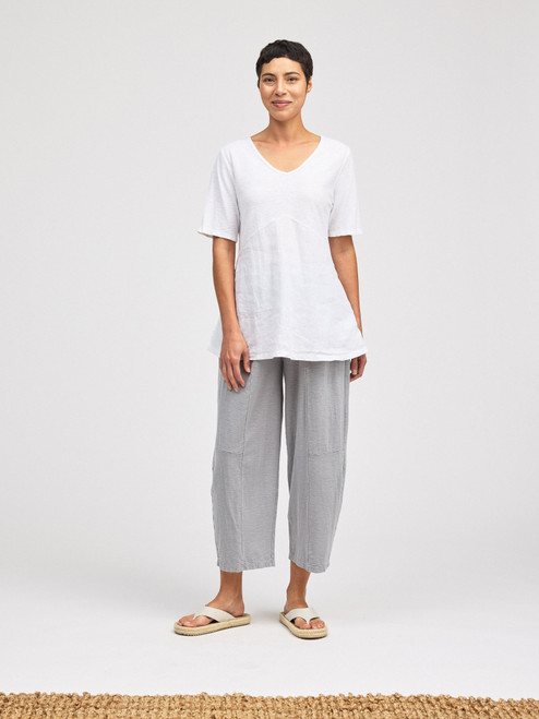 Cut Loose Linen Combo V-Neck Top