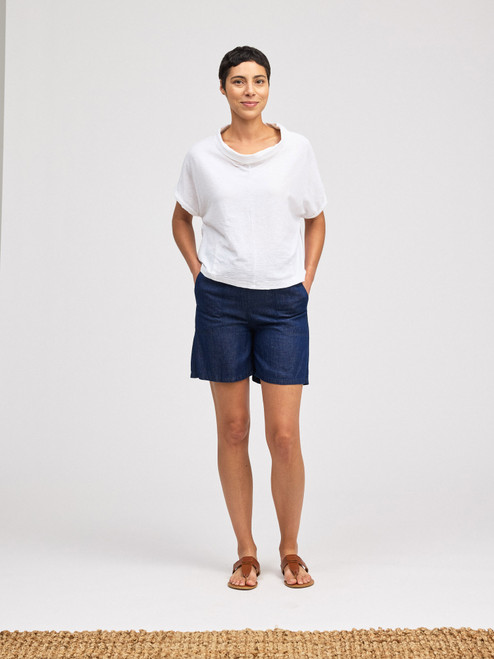 Cut Loose Linen Cotton Jersey Cowl Top