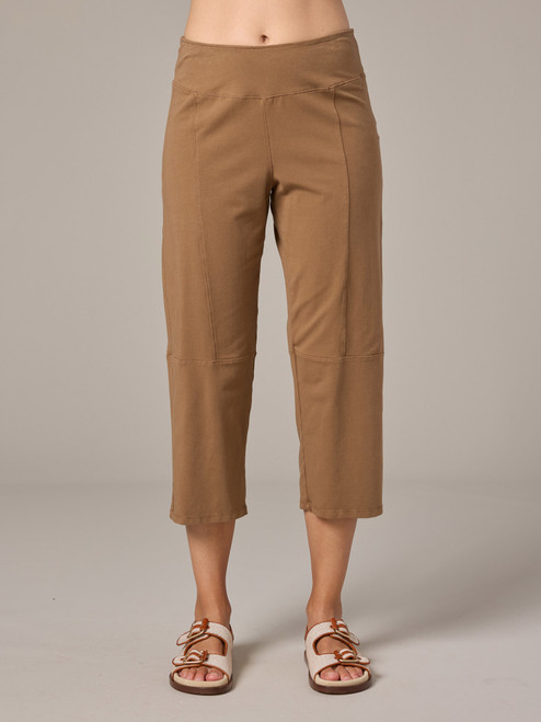 Cut Loose Solid Cotton Lycra Walking Capri