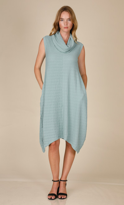 Inoah Mint Cowl Textured Dress