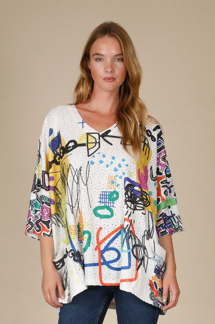 Inoah Kitten Around Pinhole Osize Top