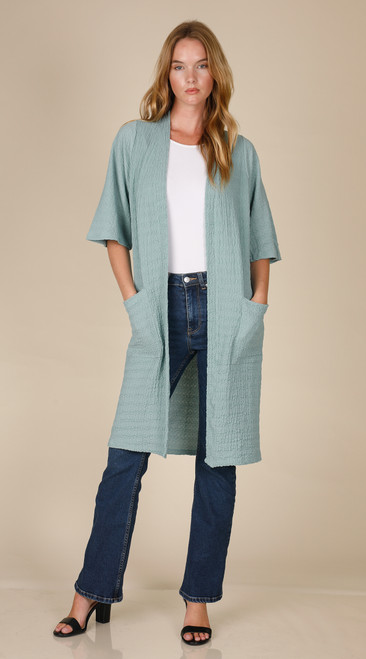 Inoah Mint Textured Long Cardigan