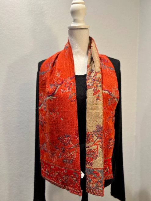 In Style Tangerine Bird Merino Wool Morocco Scarf