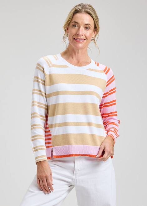 Zaket & Plover Pastels Cotton Crazy Stripe Sweater