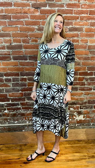 Shana Crushed Mixed Print Dress