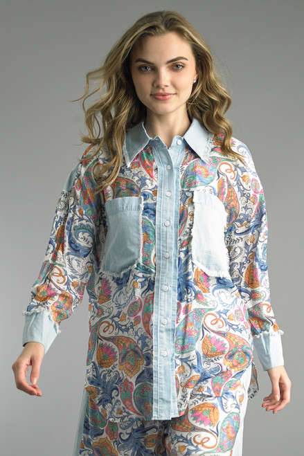 Tempo Paris Paisley Mixed Shirt