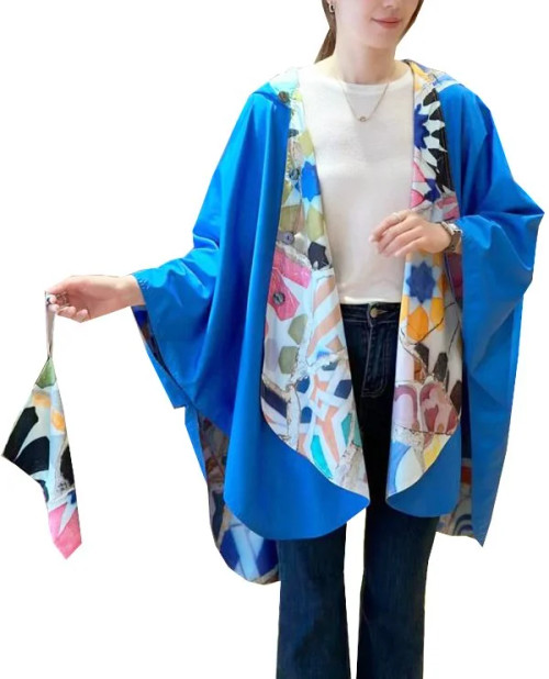 Winding River Blue Reversible Rain Cape