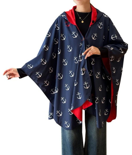 Winding River Navy/Red Reversible Rain Cape