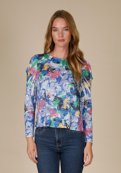 Inoah Berry Wild Cold Shoulder Burnout Top