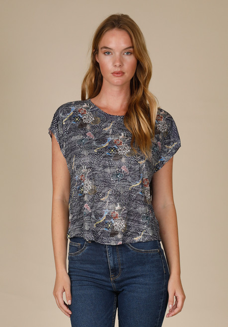 Inoah Nocturne Fleur Burnout Top