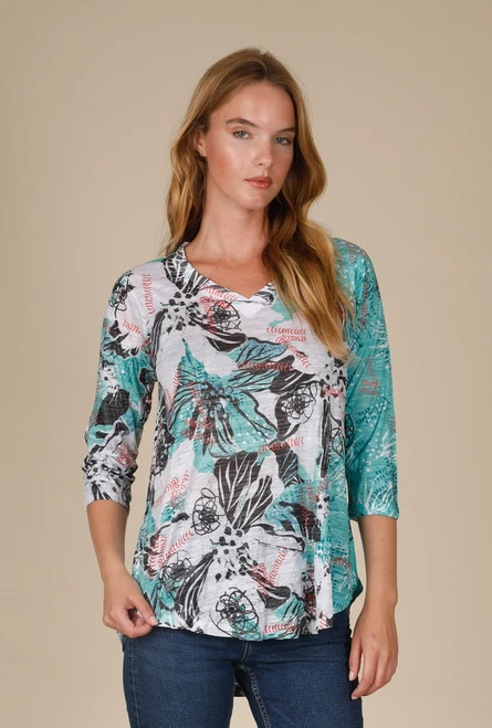 Inoah Aqua Bloom Burnout Top