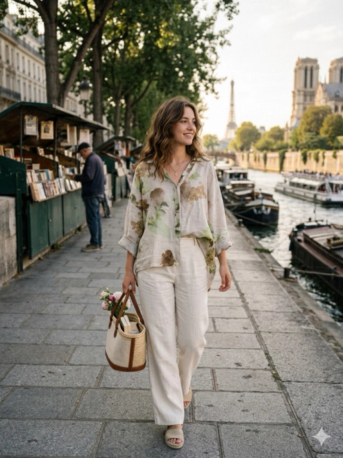 Linen & Cotton House Floral Linen Blouse