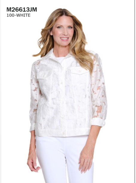 Multiples White Burnout Jean Style Jacket