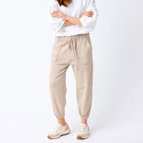 Suzy D Beige Cotton Casual Jogger