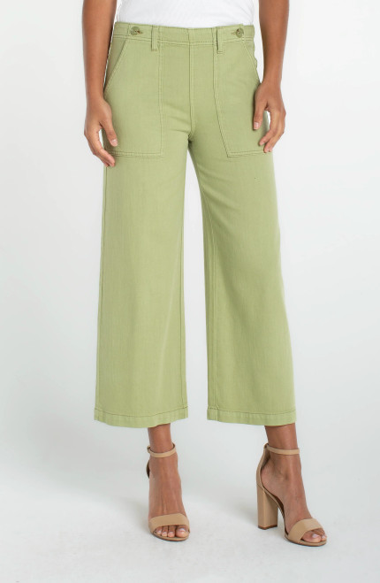 Liverpool Lime Wide Leg Denim Crop