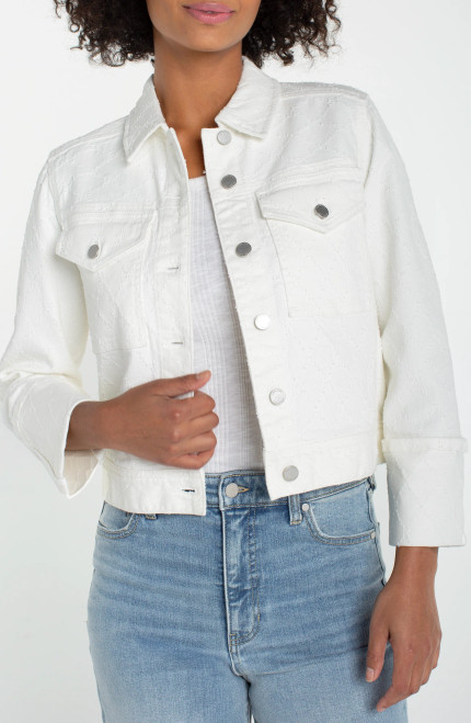 Liverpool Ivory Diamond Cotton Crop Jacket