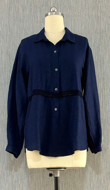 Kleen Linen Modal Long Slv Shirt with Lace