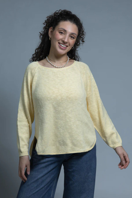 Avalin Butter Cotton Raglan Hi-Low Sweater
