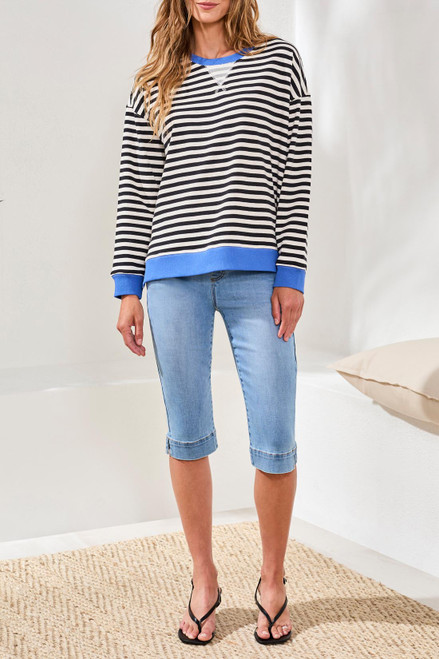 Tribal Black Stripe French Terry Top
