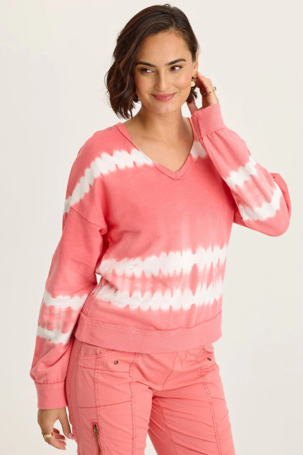 XCVI Rose Tie-Dye Terry Top