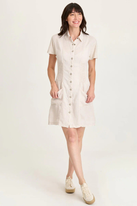 XCVI Beige Linen Snap-Up Dress