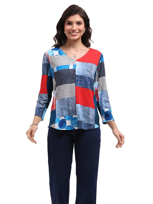 Parsley & Sage Patchwork Stretch Cotton Top