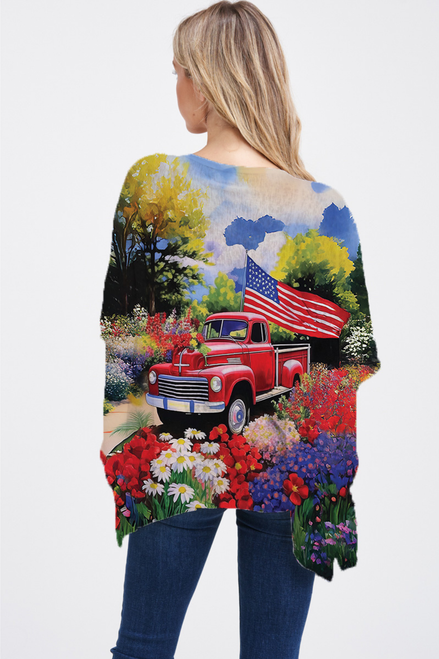 Et' Lois Red Truck Open Wrap Shawl