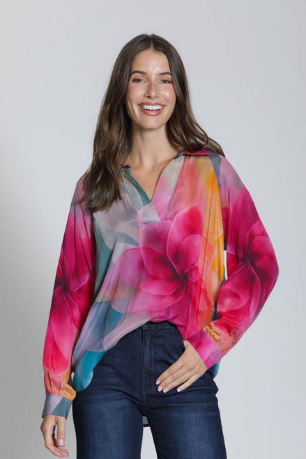 APNY Bright Blossom Johnny Collar Blouse