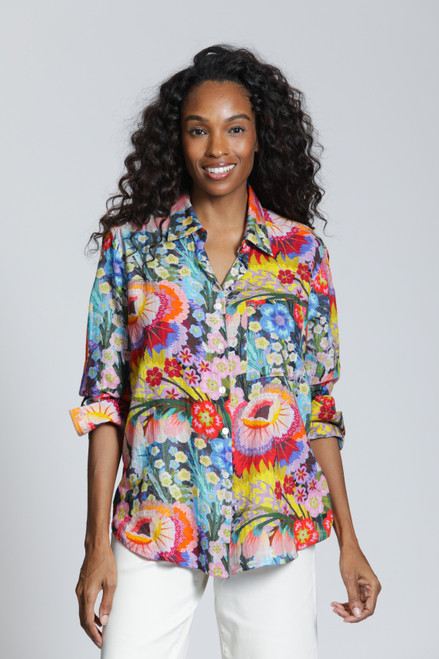 APNY Colorful Flowers Cotton Shirt