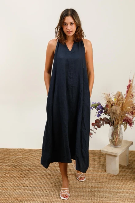 La Maison Linen Midi Dress