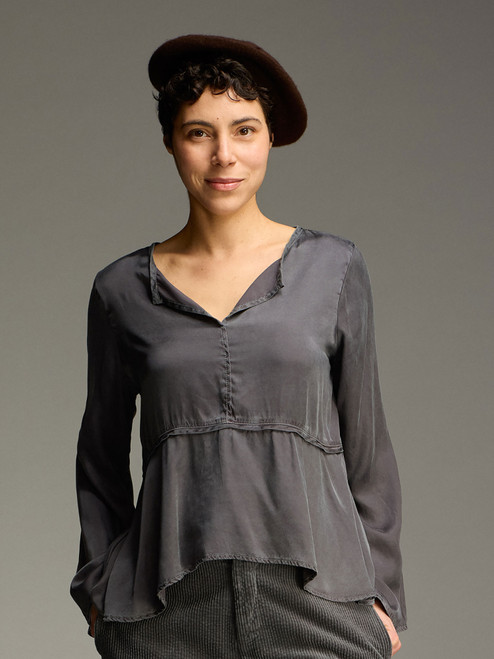 Cut Loose Vintage Satin Raw Edge Pullover