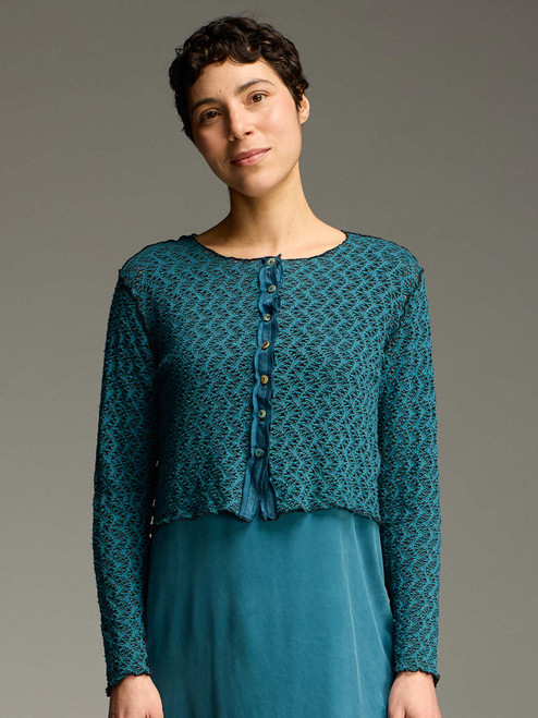 Cut Loose Blk/Nat Crochet Crop Cardigan