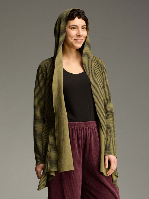 Cut Loose Black Stripe Doublecloth Hooded Jacket